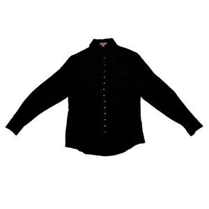 VINCE CAMUTO | VNTG Gold Studded Black Sheer Long Sleeve Button-Up Blouse Size S